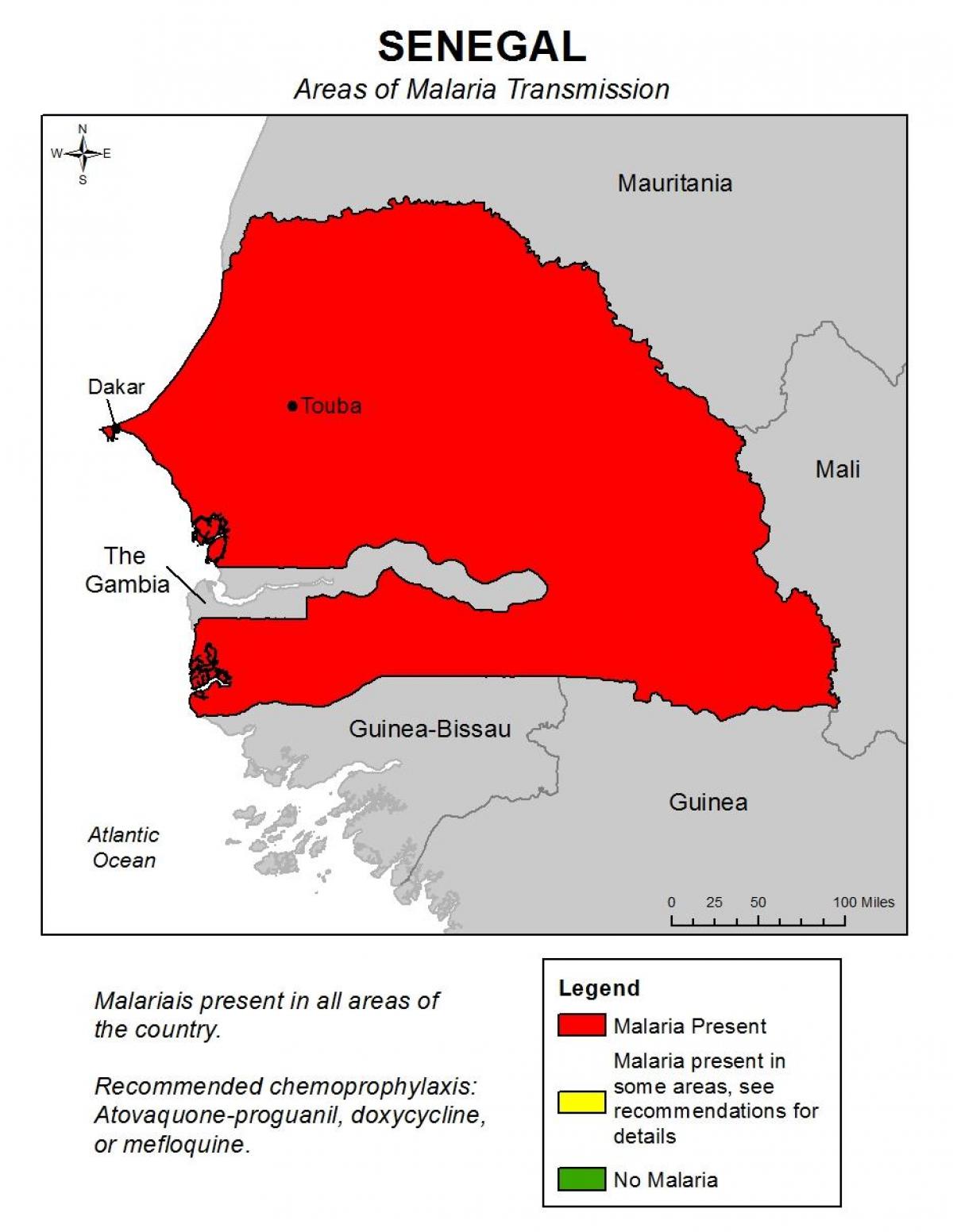 नक्शा सेनेगल के मलेरिया