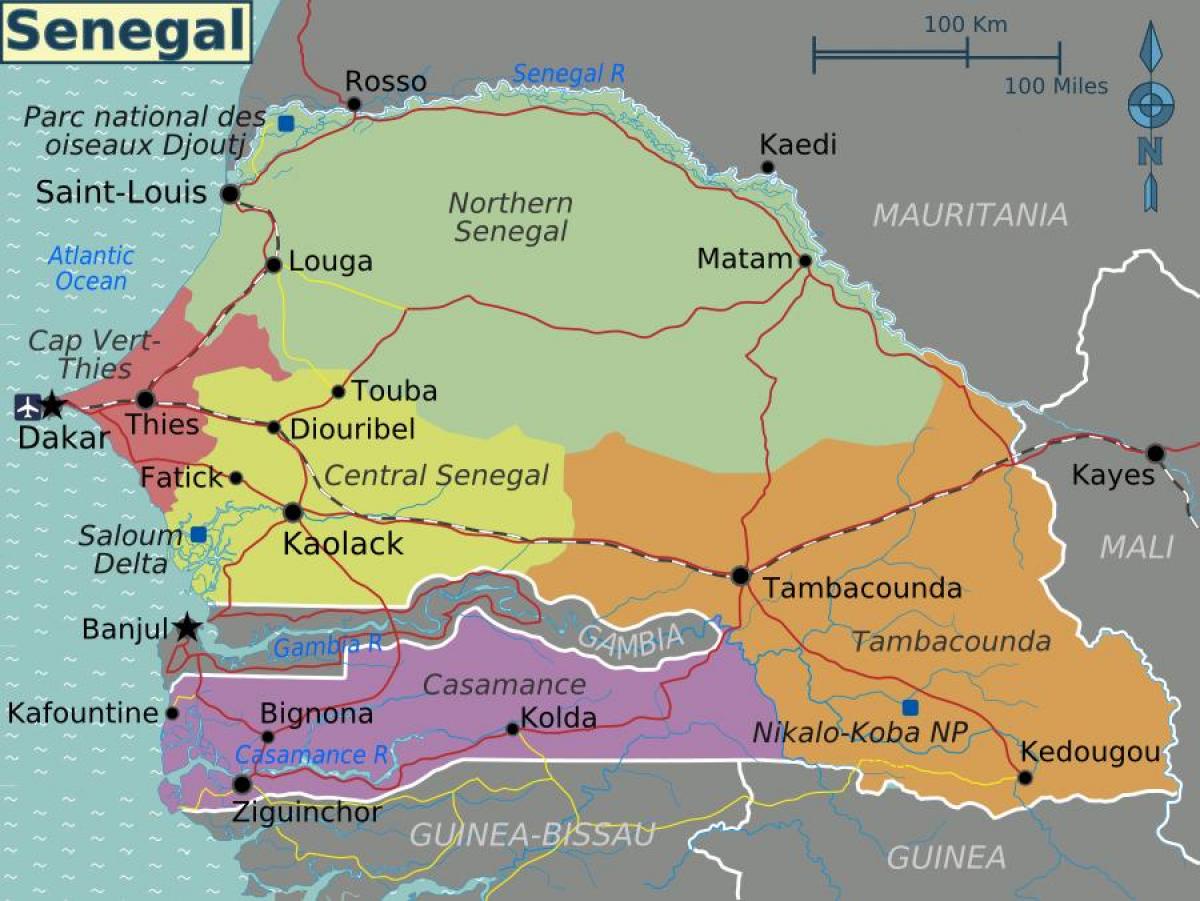 नक्शा सेनेगल के राजनीतिक